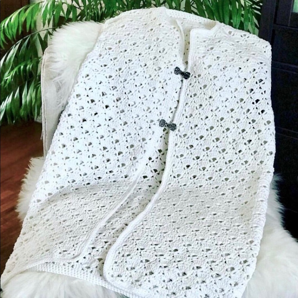 Hand crafted open knit crocheted vest